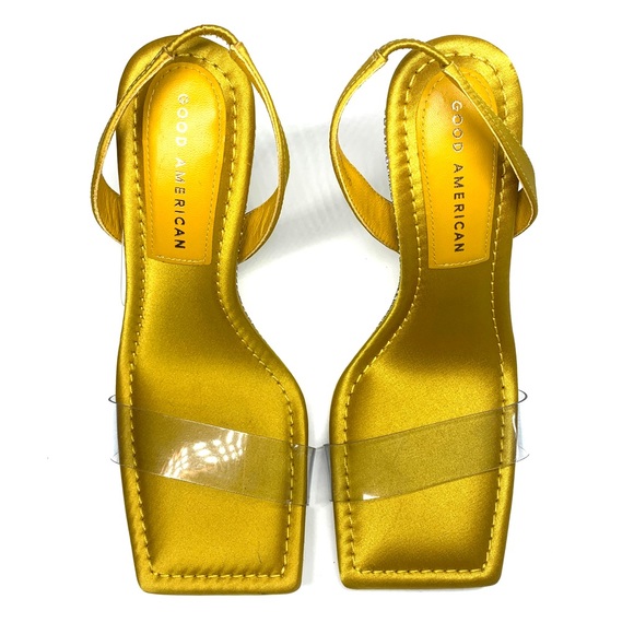 Good American Yellow Crush Slingback Rhinestone Lucite Sandals - Picture 6 of 9